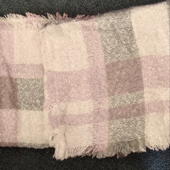 Pastel Scarf Wrap, Pink Plaid Wrap Scarf Striped Scarf Striped Throw Blanket - Picture 1 of 3